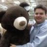 Jim Knicely with a big teddy bear