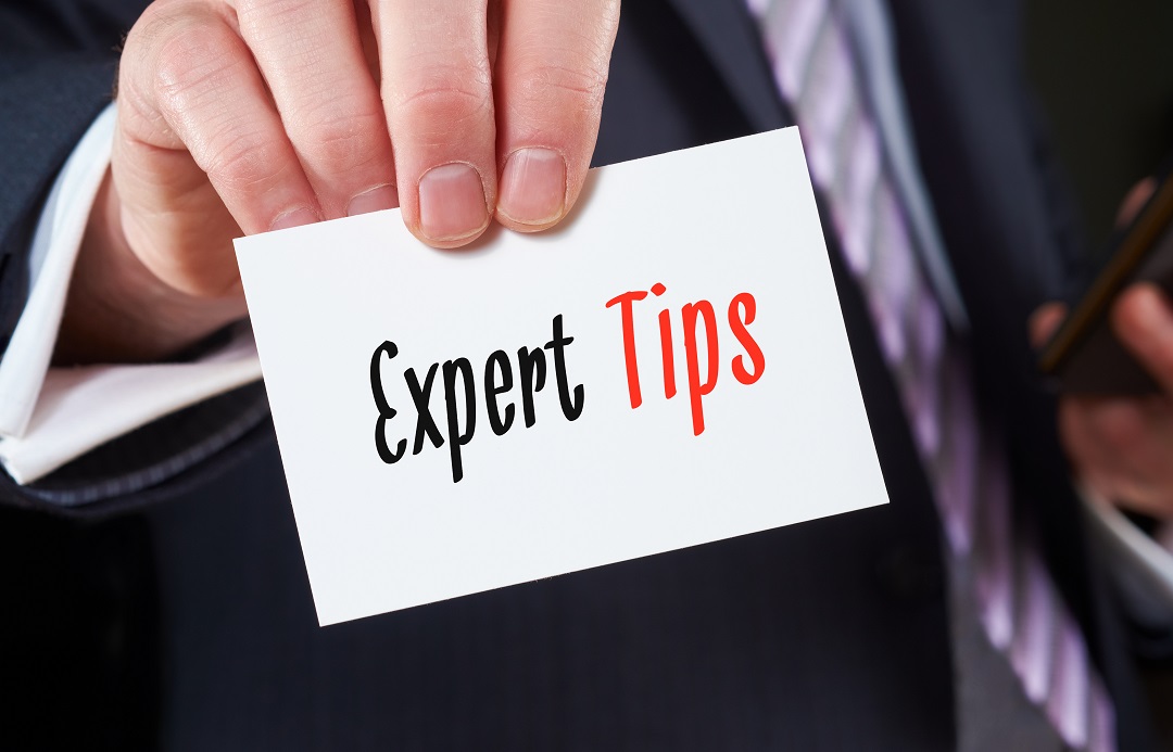 Business card that says Expert Tips,