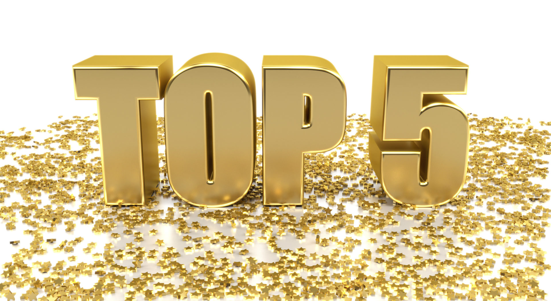 TOP 5 - with stars on white background - 3D