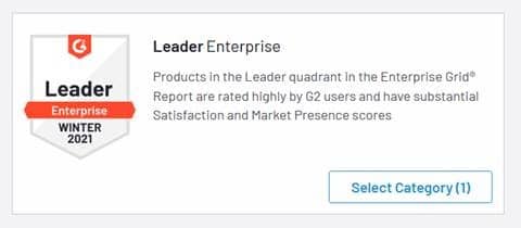 G2 Crowd Badge for Enterprise Leader in Data Warehouse Software