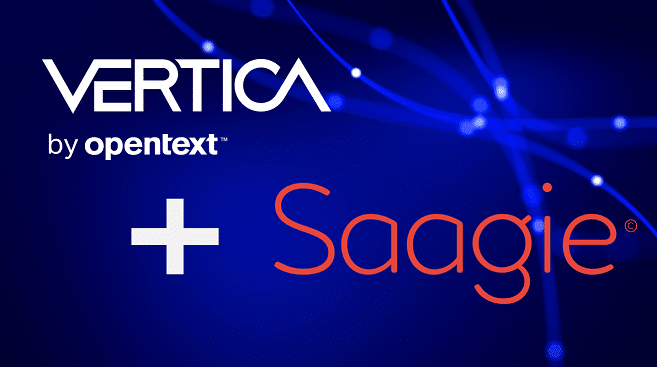 Vertica and Saagie logos on a blue background